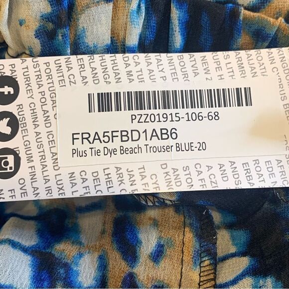 Boohoo Plus Tie Dye Beach Trouser Blue Size 16 - Picture 7 of 10